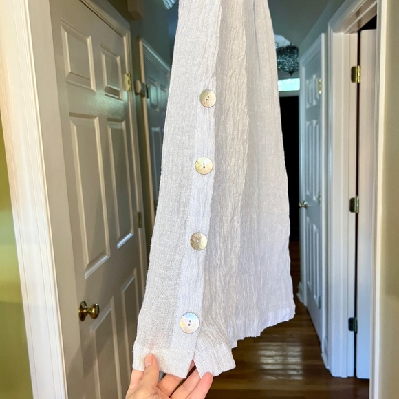 NEW Tahari 100% Linen Light Ice Blue Crinkle Maxi Skirt Size MEDIUM - Picture 4 of 4